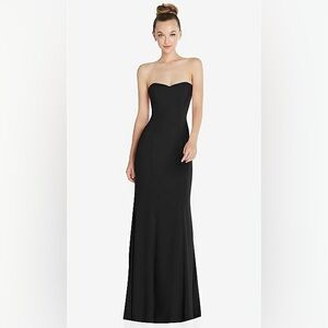 New After Six STRAPLESS PRINCESS LINE CREPE MERMAID GOWN IN BLACK Size 12R